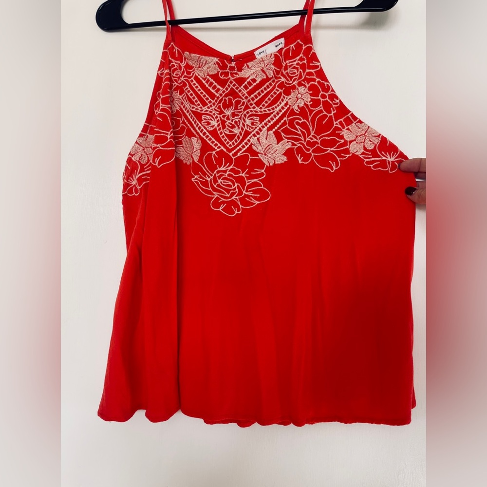 Love on a Hanger Red Floral Embroidered Blouse